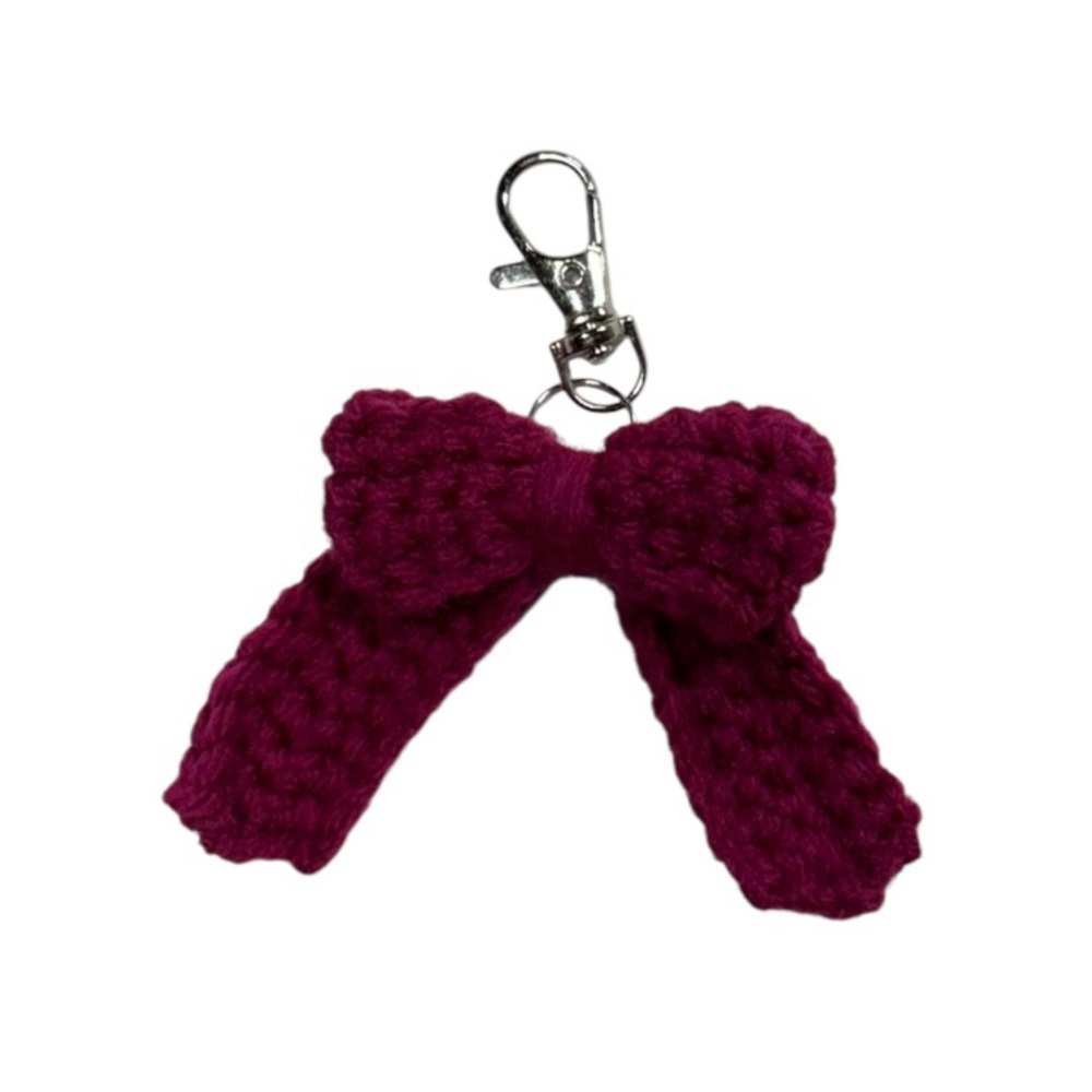 100% handmade crochet bow keychain, burgundy color, in perfect condition!